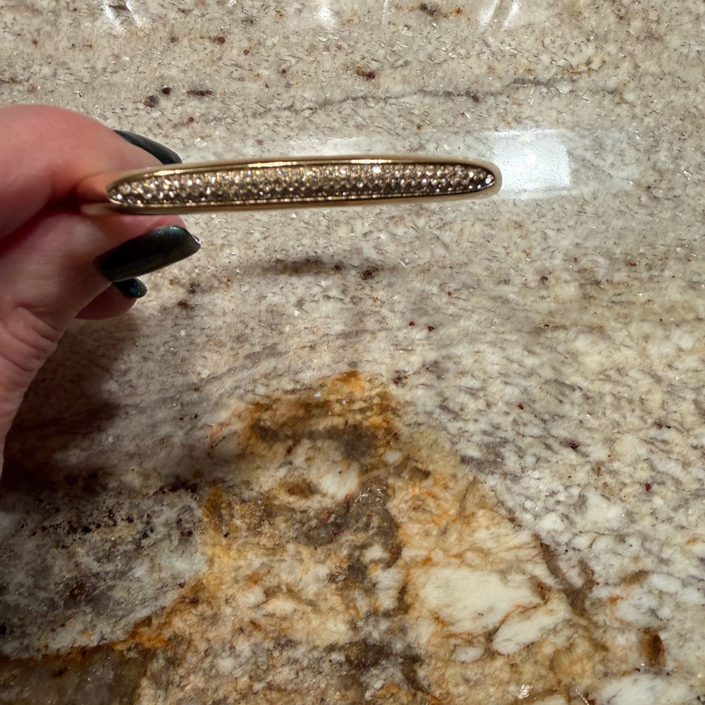 Michael Kors Gold Tone Tribal Hinged Bangle Bracelet with Pave Crystal Details - Picture 3 of 12